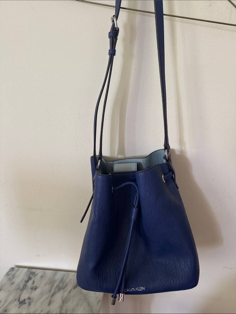 Calvin Klein Deep Navy Drawstring Bucket Shoulder Bag -NWOT